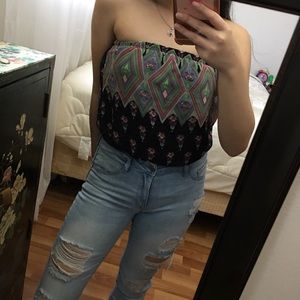 A Patterned Fluffy Tube top